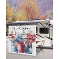 thumbnail image 5 of 4th of July RV Awning Sun Shade Screen 9'X7' Welcome Floral Vase Mesh Sunscreen American Flag Awning Shade Screen with Zipper UV Blocker Completed Kits Outdoor Canopy for RV Motorhome Camper Travel, 5 of 7