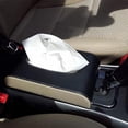 thumbnail image 3 of Almacenamiento automático de papel de caja de pañuelos de cuero de PU para oficina en Beige kusrkot caso de tejido de coche, 3 of 7