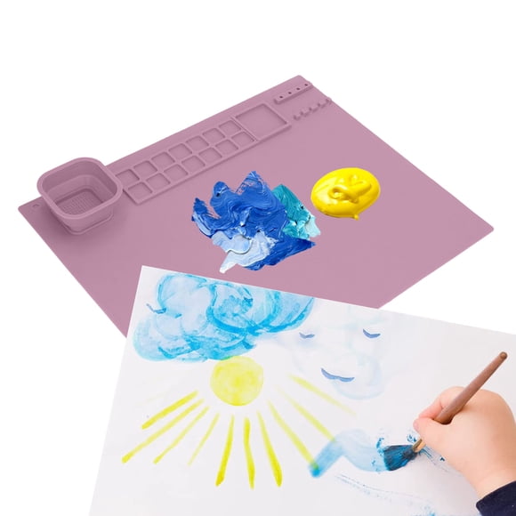 Tapis de Peinture en Silicone, Tapis de Peinture Artistique Plus Épais avec Tasse Détachable Facile à Essuyer pour Garçons Filles Artistes Créateurs