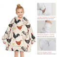 thumbnail image 6 of Beige Chicken Pattern Blanket Hoodies for Kids 6-13YR Oversize Wearable Blanket Hoodies for Boys Girls Teens, 6 of 7