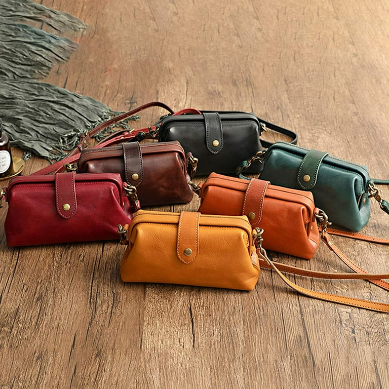 Namzi Premium Leather Retro Handmade Bag Retro Handmade Doctor Bag Crossbody Unique Opening Small Women Crossboy Bag Phone Purse Handbags for Women