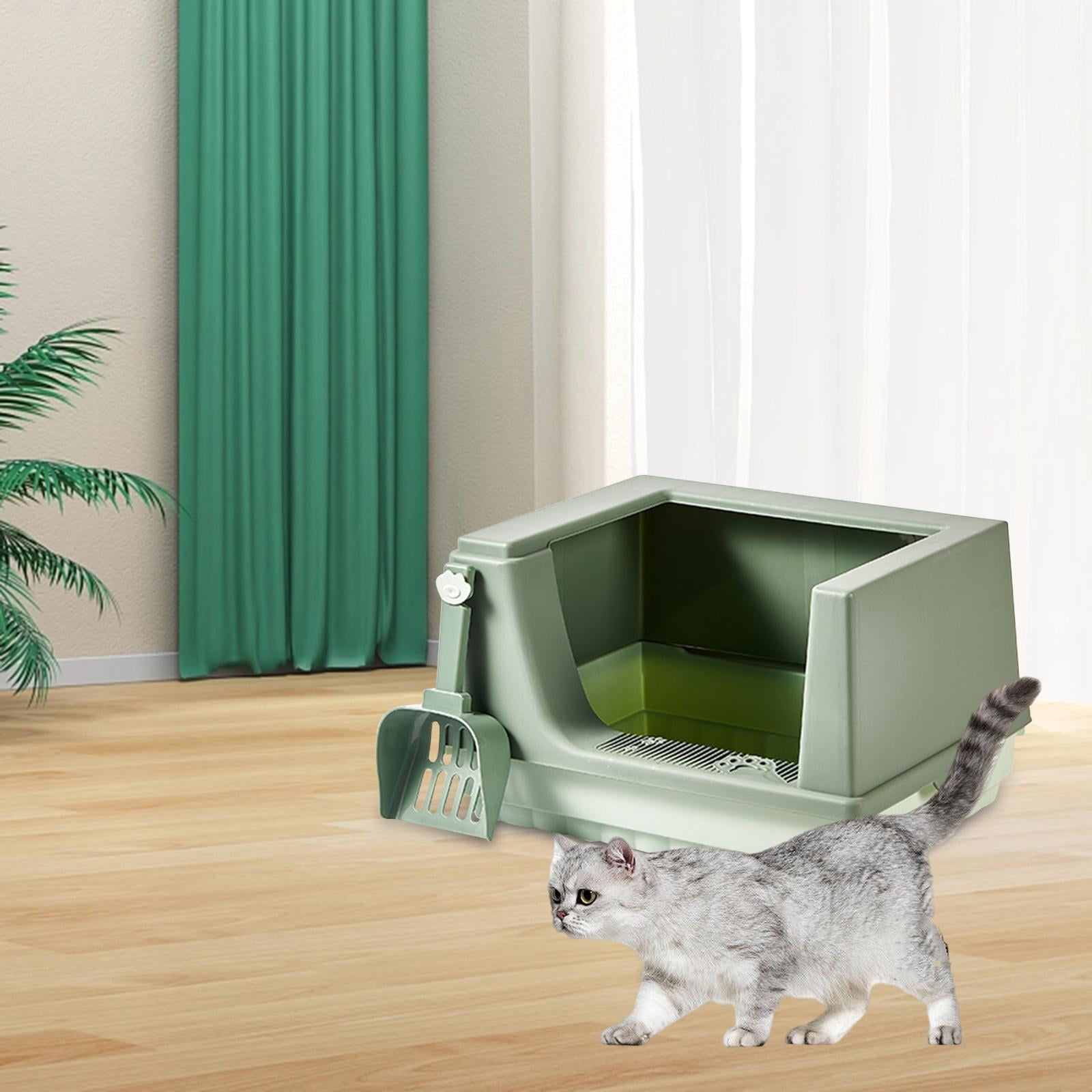 Bvdfgk Cat Litter Box Litter Tray Bottom Detachable Semi Enclosed with Portable Antiing Green L