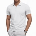 thumbnail image 2 of NOLDARES Mens Slim Fit Ribbed Polo Shirt Textured Knit Summer Golf Vacation Shirt(White,2XL), 2 of 9