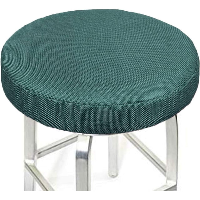 Housses de Tabouret Rondes Rembourrage en Lin Respirant Housse de Siège de Tabouret Ronde avec Protecteurs Élastiques Diam 14 Pouces(Thk 0.4 Pouces) Vert Rétro