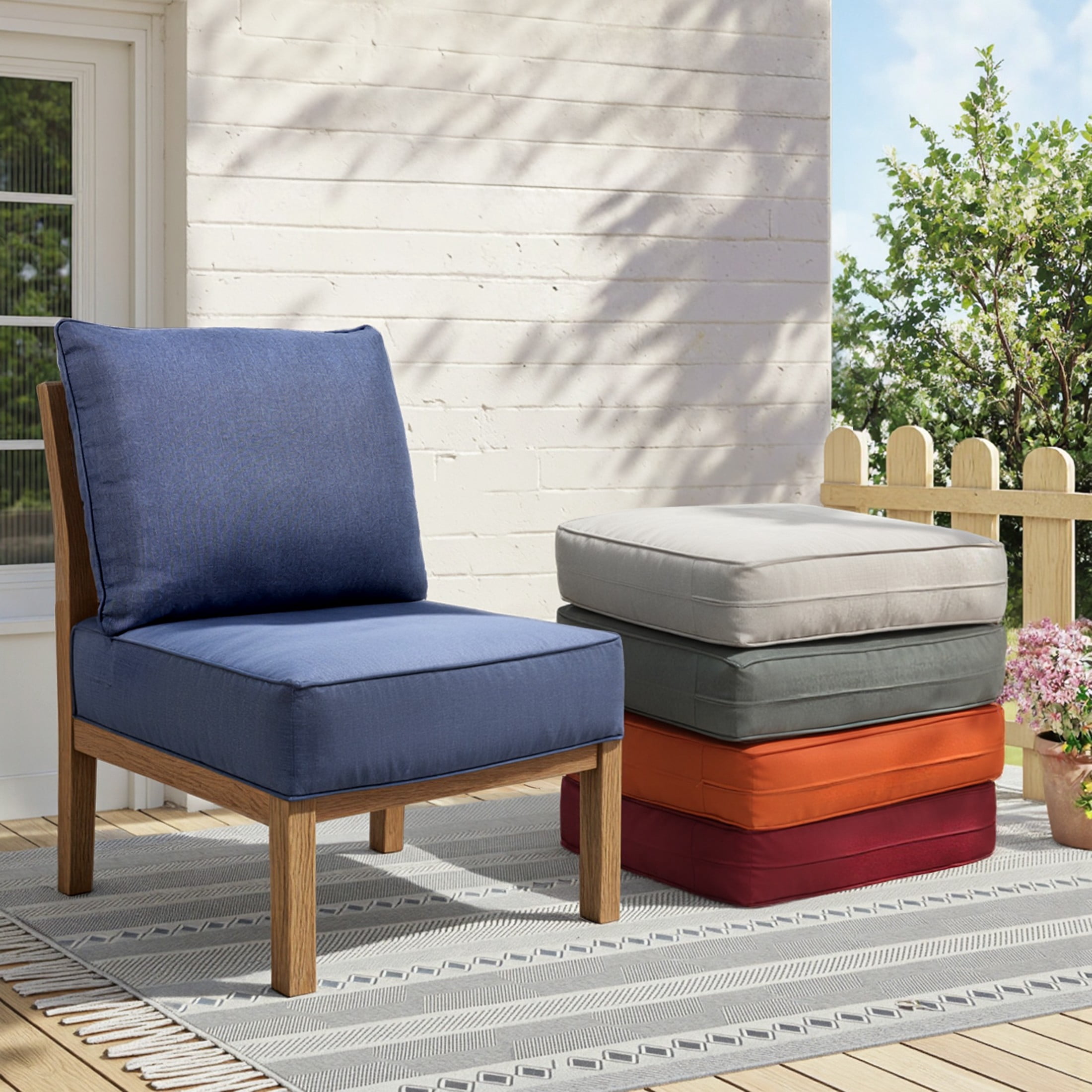 Unnifurnzi Outdoor Chair Cushions Set of 5-24 x 24 x 6 Inch Patio Furniture Cushions with Water Resistant & Removable Cover Patio Cushions for Outdoor Furniture Chair Sofa Couch-Blue