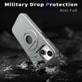 thumbnail image 2 of AUshell for iPhone 15 Case, Slide Camera Window Compatible wth MagSafe Rotating Kickstand Ring Silicone Military-grade Drop Resistant for iPhone 15(6.1" 2023) Magnetic Shockproof Shell, Gray, 2 of 6