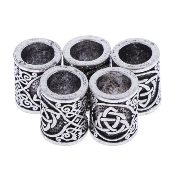 2x Un montón de 5 runas nórdicas Vintage accesorios para el cabello para mujeres hombres collar Diy perfecl Perlas de pelo rastas