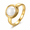 Gold White, variant on Women's Round Domed Center Statement Ring, Stainless Steel Modern Minimalist Style, US Sizes 6-12 for Office, Casual and Formal-Inspired Wear, Birthday Gift Choice