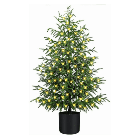 lajdalh 3ft Hinged Pre-Lit Christmas Tree with 860 PE & Tips, 60 Warm White LED Lights, Artificial Fir Xmas Tree with Stand for Holiday Decoration, Christmas Decorations