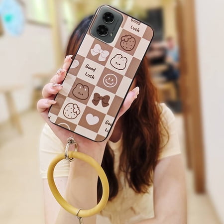 LYM-Phone Case For MOTO G 5G 2024, Waterproof Bracelet Personality Cute Solid Color Dirt-resistant Creative Youth Back Cover Funny Soft Case Anti-knock Ring Cartoon heat dissipation