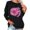 Black-Tops, variant on Women's Pink Sunflower Multi Ribbon Print Raglan Crew Neck Sweatshirt Autumn City Layer Casual Outfits