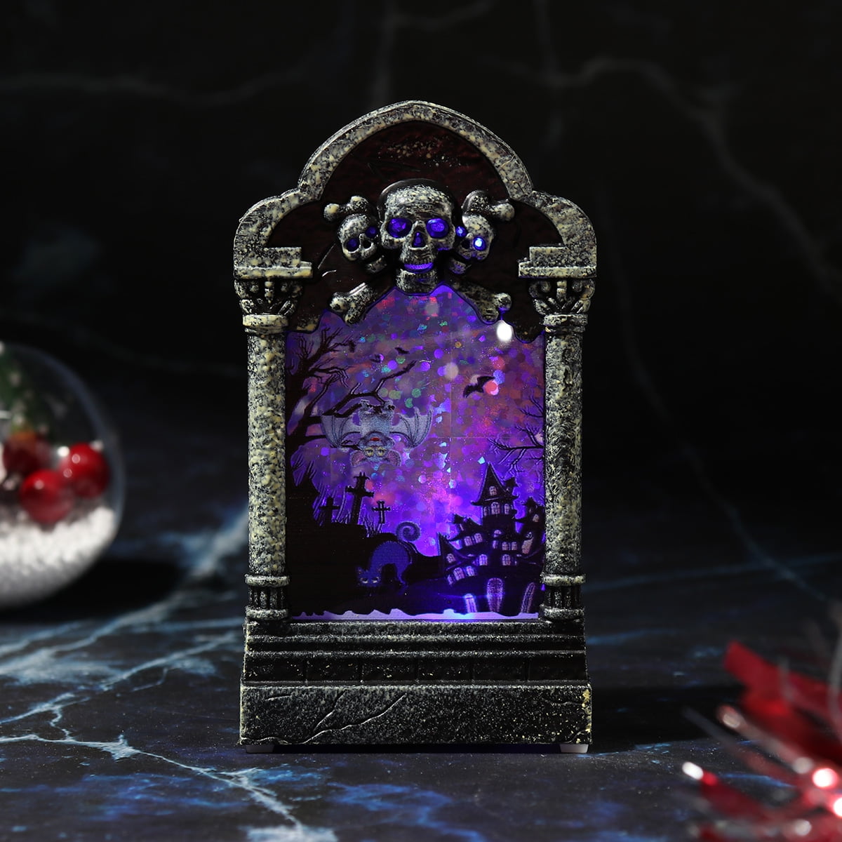 Halloween Gravestone LED Light Up Colorful Decoration Prop Tombstone 