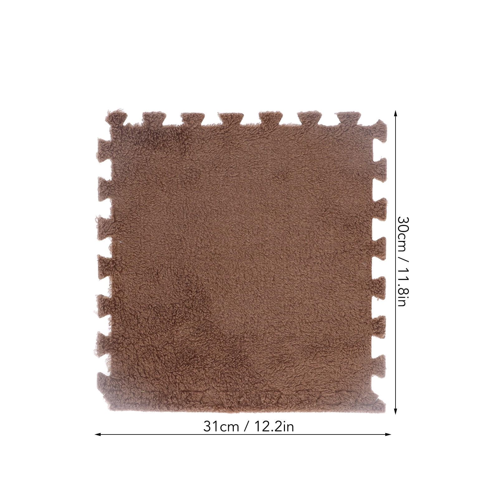 LAZIOEGR 10‑Piece Plush Foam Interlocking Floor Mat, Anti‑Slip, Cut‑Ready, Cozy Brown Carpet Tiles for Bedroom & Playroom
