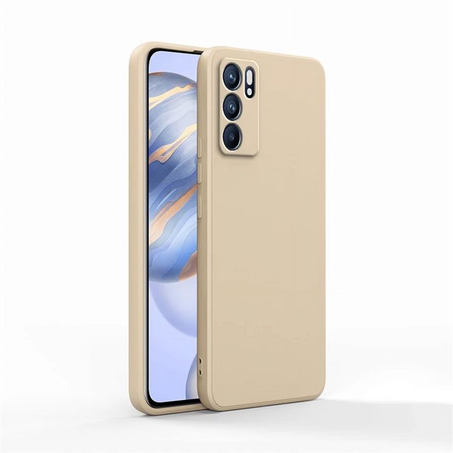 Square Liquid Silicone Case for OPPO Reno 6 Pro Plus Ultra Thin Protect Funda Reno6 6Pro ProPlus 5G Original Phone Cover Classic Khaki Reno 6 Pro Qual 870