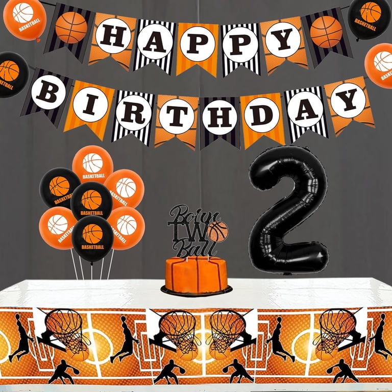 Basketball Half Birthday Decorations Kit – Banner, Balloons & Cake Topper For 6 Months Party