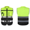 thumbnail image 3 of ZHaobin High Visibility Multi Pocket Oxford Fabric Reflective Safety Vest Customized Logo for Night Riding Reflective Vest (Yellow,one size), 3 of 6