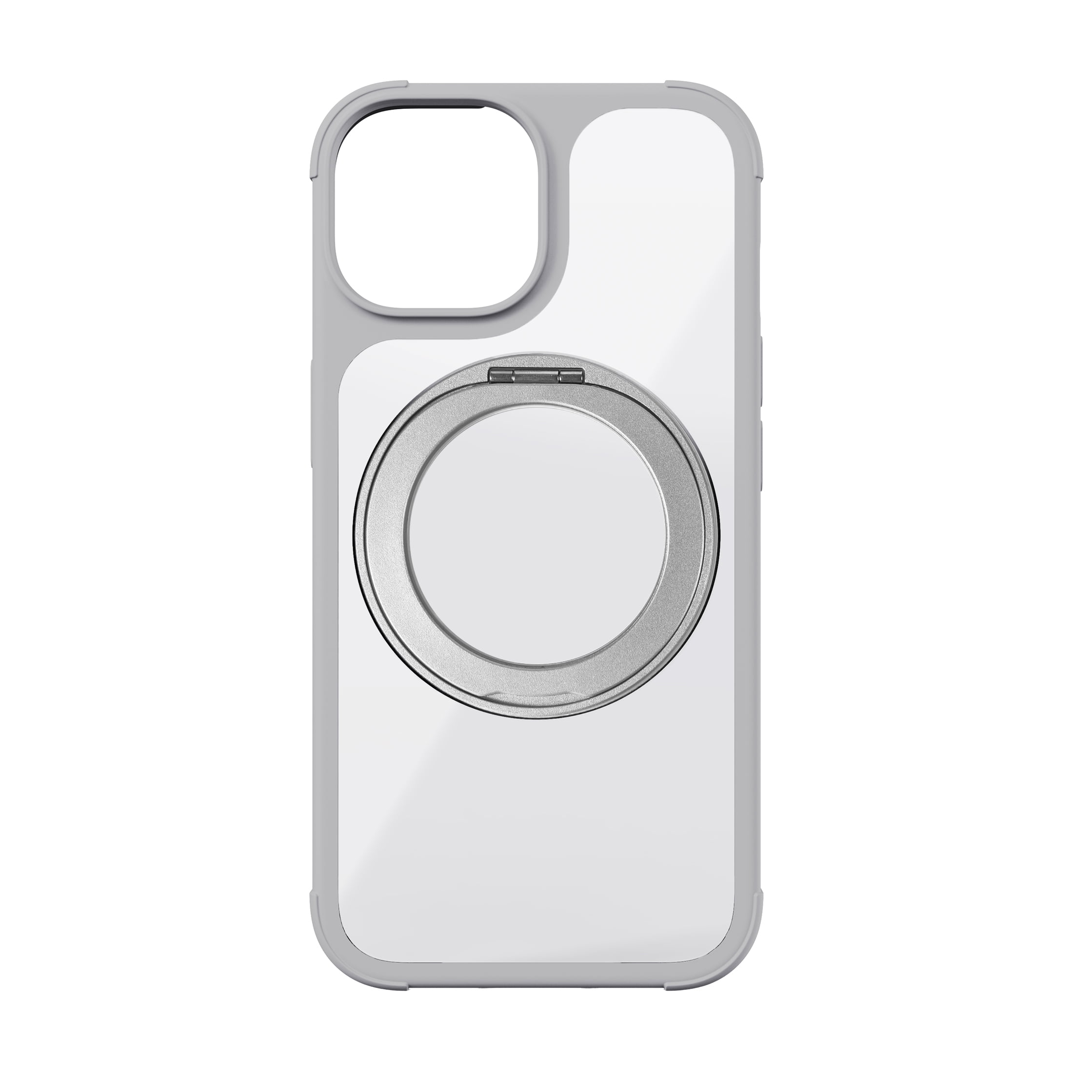 onn iPhone 13/14/15/16E/17E Bumper Phone Case with MagSafe & 360 Ring Kickstand, Clear