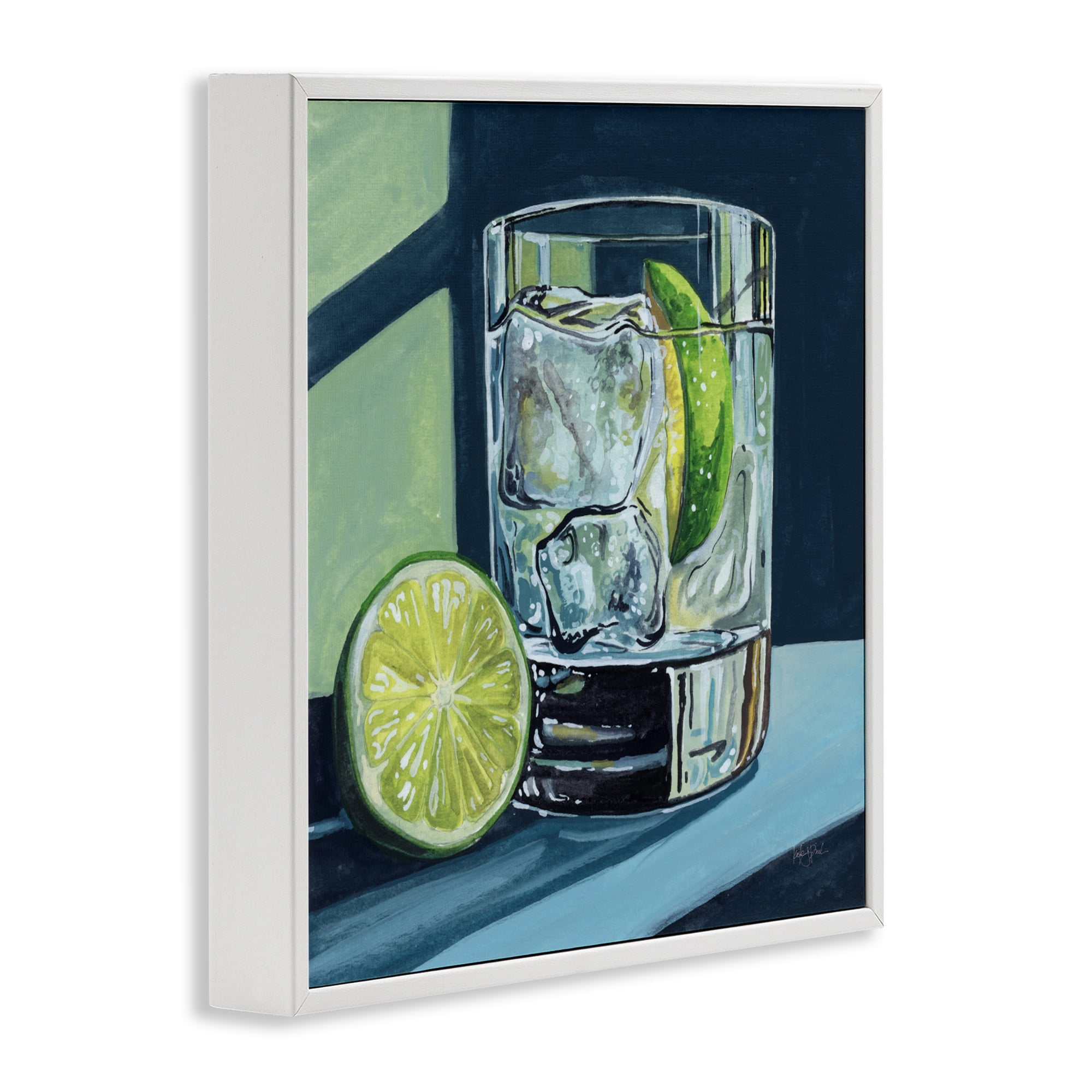 Stupell Industries Lime & Gin Tonic Cocktail White Framed Giclee Art, design by Kate Jarvik Birch