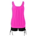 thumbnail image 6 of DHFJKG Womens Tummy Control Tankini Swimsuits Solid Color Bathing Suit Scoop Neck Two Piece Swimwear With Shorts Vacation Beachwear, 6 of 6