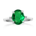 thumbnail image 2 of Gem Stone King 2.18 Ct Oval Green Nano Emerald White Diamond 925 Sterling Silver Ring, 2 of 4