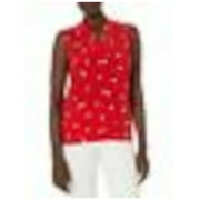 Anne Klein Women's Triple Pleat Top (XXS, Pinot/Anne White Combo)