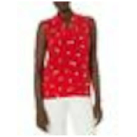 Anne Klein Women's Triple Pleat Top (XXS, Pinot/Anne White Combo)