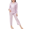 thumbnail image 4 of WIBACKER 3-14T Pajamas Set for Kid Baby Boy Girl Long Sleeve Button Down Silk Sleepwear Loungewear Set Gifts, 4 of 11