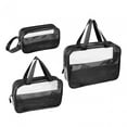 thumbnail image 2 of 3Pcs Women Makeup Bag Travel Cosmetic Bag Organizer Waterproof Cosmetic Case Black, 2 of 9