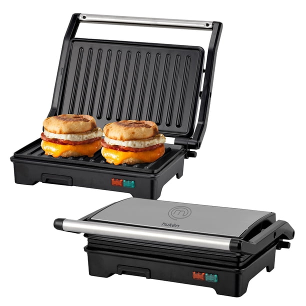 Hukën x MasterChef | Parrilla Eléctrica Multifuncional | Panini GRILL+ 2 Rebanadas | Apertura 180° | Antiadherente de Alto Nivel | Calentamiento Rápido | Tempera