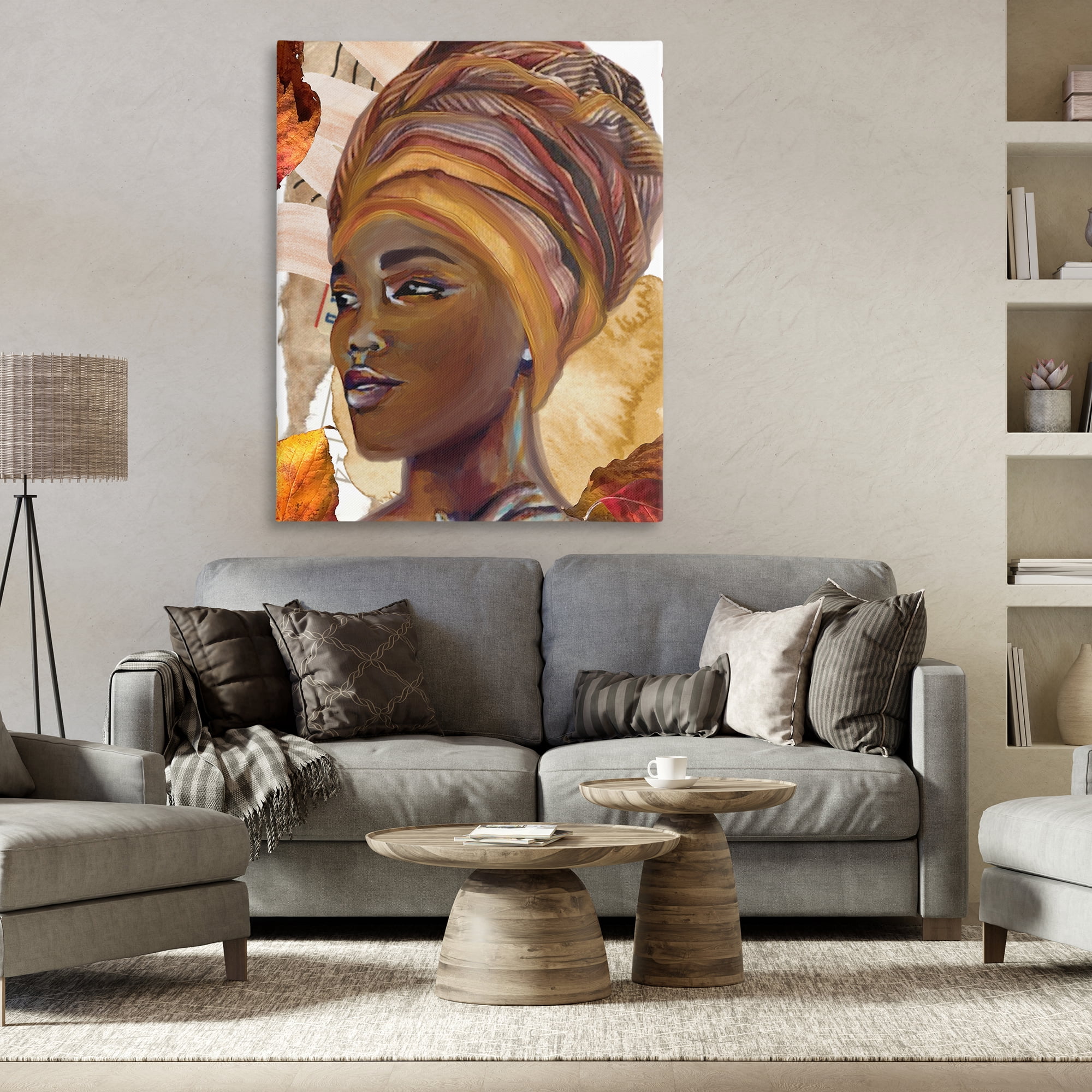 Stupell Industries Natural Tone Woman Portrait People Painting Wrapped Canvas Art Print Wall Art, 36 x 48