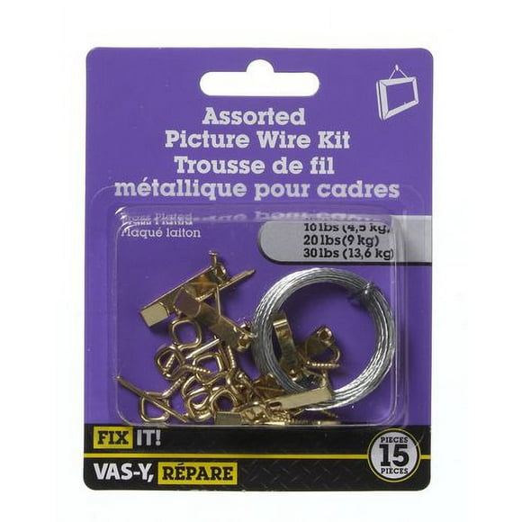 Trousse fils pour cadres assortis 15 pièces Ces crochets pour cadres traditionnels représentent le choix le plus économique pour toutes les pièces murales. Adéquats pour les éléments de décoration légers et les travaux simples.