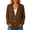 thumbnail image 4 of CHGBMOK Women's Plus Size Hooded Cardigan Lightweight Button Down Cardigan Long Sleeve Soft Knit Sweater Jacket, 4 of 9
