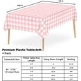 thumbnail image 6 of Pink and White Checkered Tablecloth - 6 Pcs 54 × 108 Inches Pink Plaid Disposable Gingham Tablecloth, Rectangle Waterproof Plastic Table Cloths for Outdoor Picnic, Birthday, Party, Baby Shower, 6 of 7