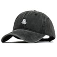 thumbnail image 3 of Byfri Black Halloween Ghost Embroidered Baseball Hat 56-62cm Adjustable Washed Cotton Dad Cap, 3 of 7