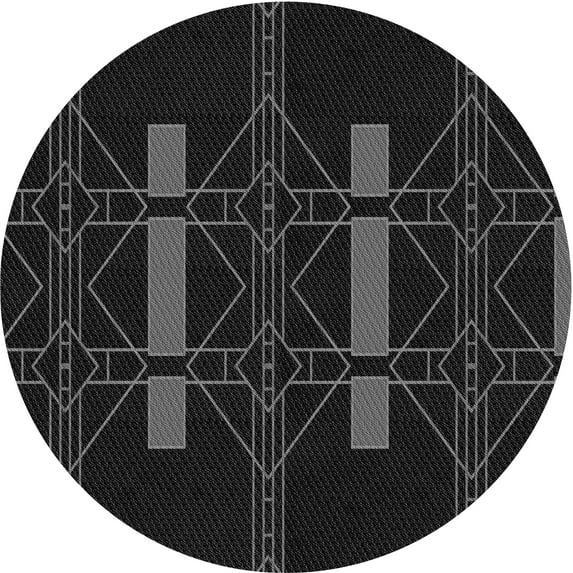 Ahgly Company Indoor Square Patterned Night Black Area Rugs, 3' Square