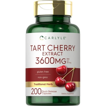 Tart Cherry Extract Capsules | 200 Count | 2400 mg | Non-GMO and Gluten Free Supplement | by Carlyle