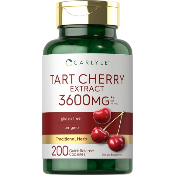 Tart Cherry Extract Capsules | 200 Count | 2400 mg | Non-GMO and Gluten Free Supplement | by Carlyle