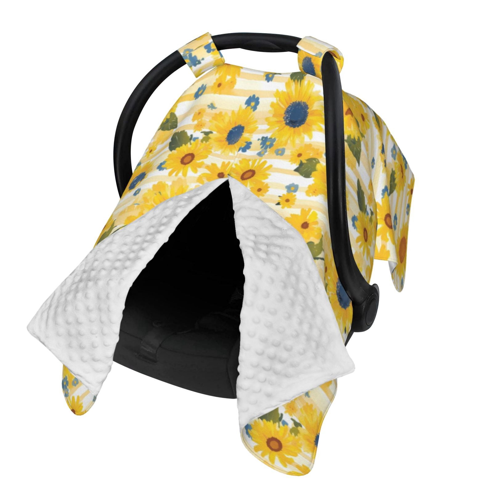 Naloa Blue Floral Sunflower Baby Car Seat Cover, Breathable Baby Carrier Cover, Multiuse Baby Carrier Cover & Nursing Breastfeeding Cover