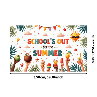 Yatrandify Colorful Design School's Out Summer Party School Holiday Vacation Banner for Kids Party Outdoor Decoration Summer Celebration
