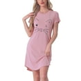 thumbnail image 1 of INSPIRAR CHIC Camisones de Mujer Camisetas de Noche con Impresión de Gatos Vestido de Sueño de Manga Corta Noche XL Rosa, 1 of 6