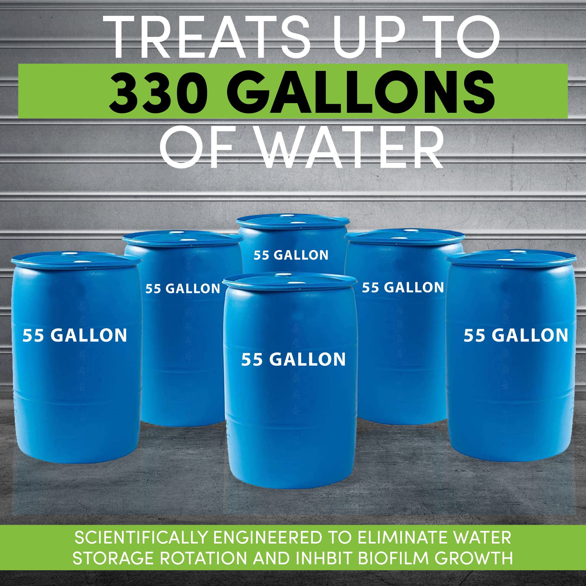 H2O ResQ Water Storage, Natural and Patented Formula, Treats 330 Gallons, Keeps Water Fresh for 5 Years, Test Kit Included!!