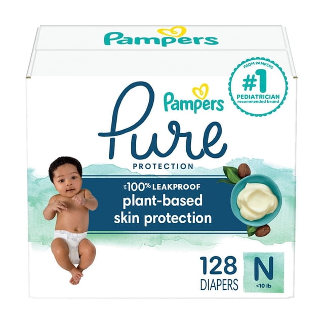 Pañales Pampers Pure Protection para recién nacidos, talla 0, 128 unidades
