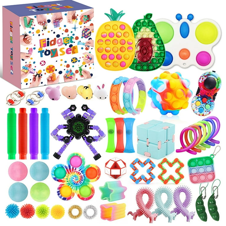 Fidget Toys Set Sensory Tool Bundle Stress Relief Hand Popit Bubble ADHD Toy  Set