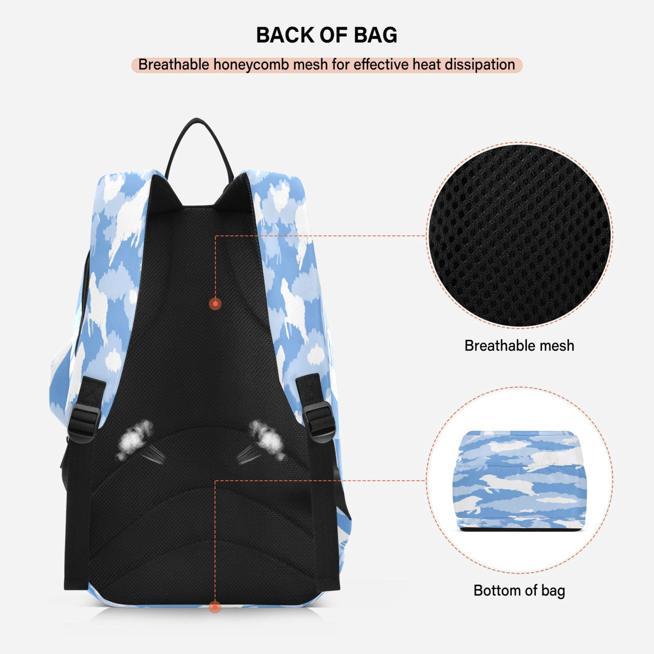 2 Racquet Holder Tennis Backpack Tennis Racket Covers Gym Bags White Silhouettes Of Sheep