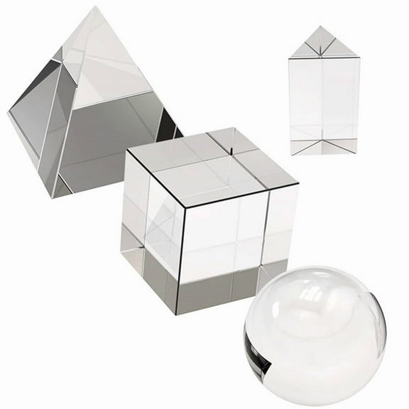 Worgeous 3pcs Optical Triangular Prism Crystal Cube and Ball Crystal Pyramid for Photography Home Office Decoration