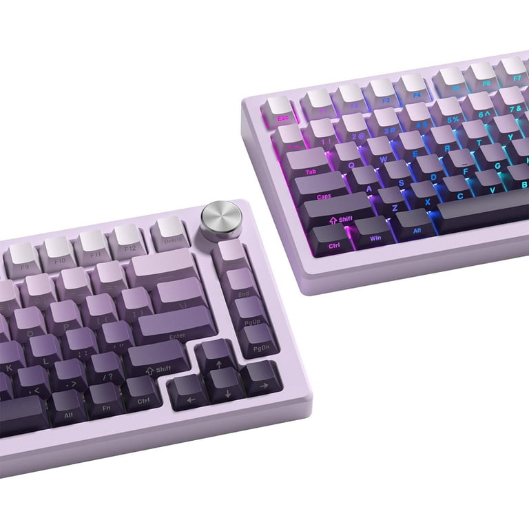 133 Key PBT Gradient Gray Side Print Keycaps - Shine Through Cherry Profile Keycap Set For Mechanical Keyboards