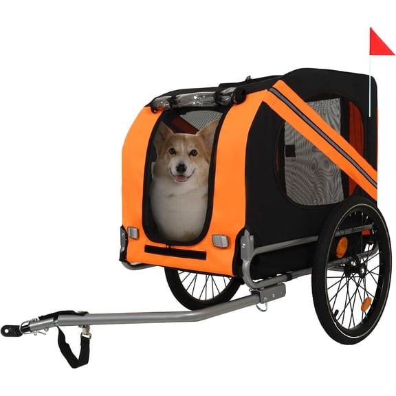Large Dog Bike Trailer, Pet Cart Bicycle, All-Terrain Pet Carrier, Cargo Carrier, Durable Steel Frame for Travel, Cycling, Outdoor Adventures