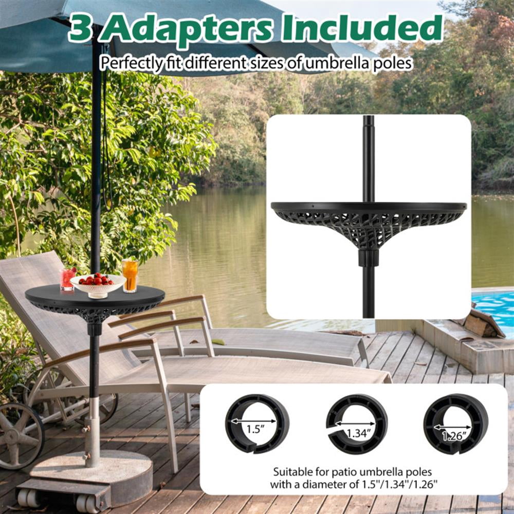 Spaco Patio Umbrella Table Tray Adjustable with Umbrella Poles, Outdoor Umbrella Stand, Patio Umbrella Stands & Bases, Deck Umbrella Stand-Black