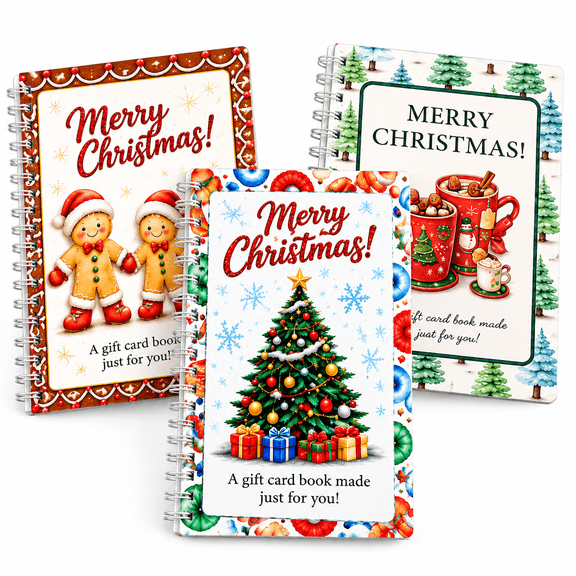 3 Pack Christmas Gift Card Books, DIY Holiday Gift Card Giving Books with Writing Pages, Personalized Christmas Keepsake Books for Family, Friends, Teens & Adults