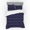 thumbnail image 2 of Ambesonne Retro Bedding Set 3 Pcs, Bicycles with Heart Flags, Twin XL, Indigo and Multicolor, 2 of 3